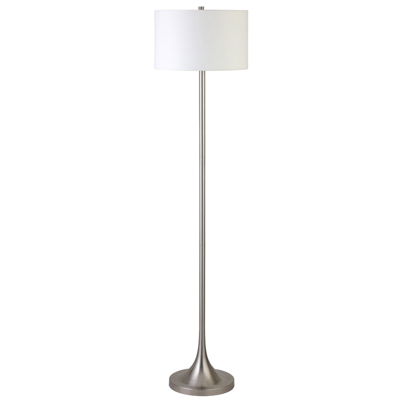 Home Outfitters 62" Nickel Traditional Shaped Floor Lamp With White Frosted Glass Drum Shade