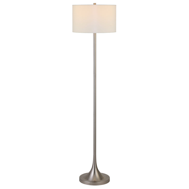 Home Outfitters 62" Nickel Traditional Shaped Floor Lamp With White Frosted Glass Drum Shade