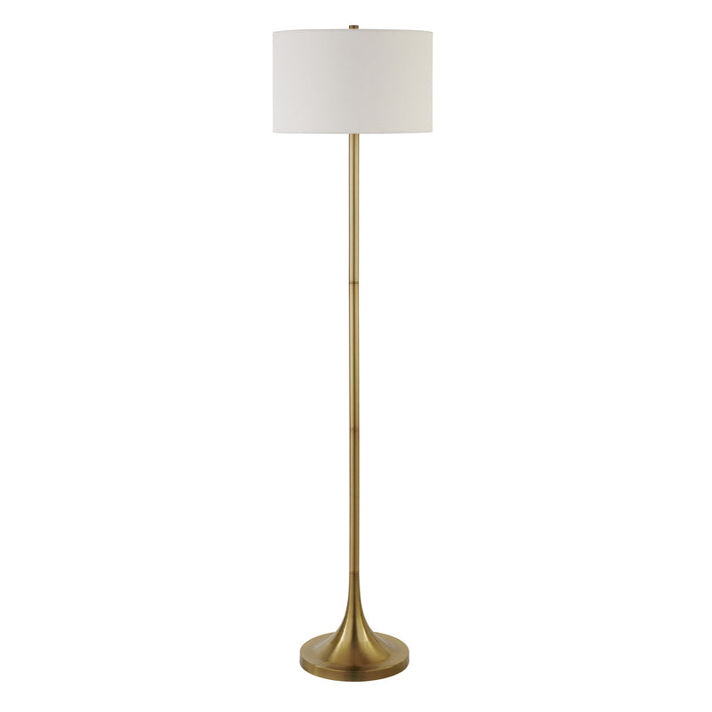 Home Outfitters 62" Brass Traditional Shaped Floor Lamp With White Frosted Glass Drum Shade