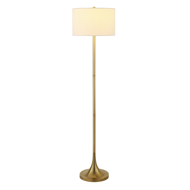 Home Outfitters 62" Brass Traditional Shaped Floor Lamp With White Frosted Glass Drum Shade