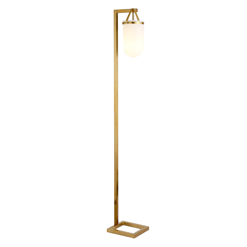 Home Outfitters 68" Brass Arched Floor Lamp With White No Pattern Frosted Glass Dome Shade