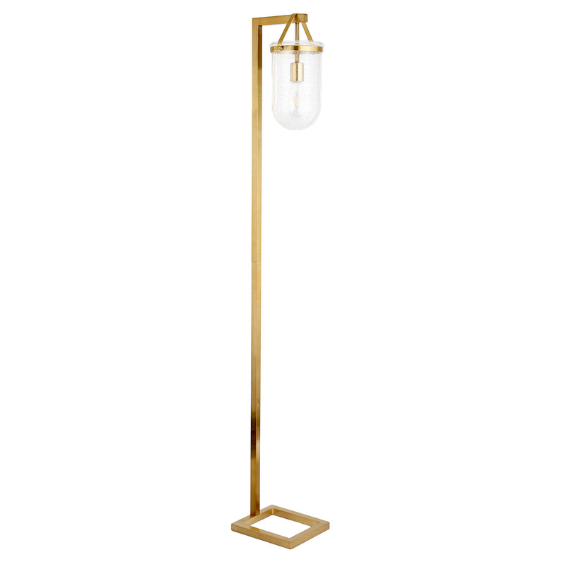 Home Outfitters 68" Brass Arched Floor Lamp With Clear Seeded Glass Dome Shade