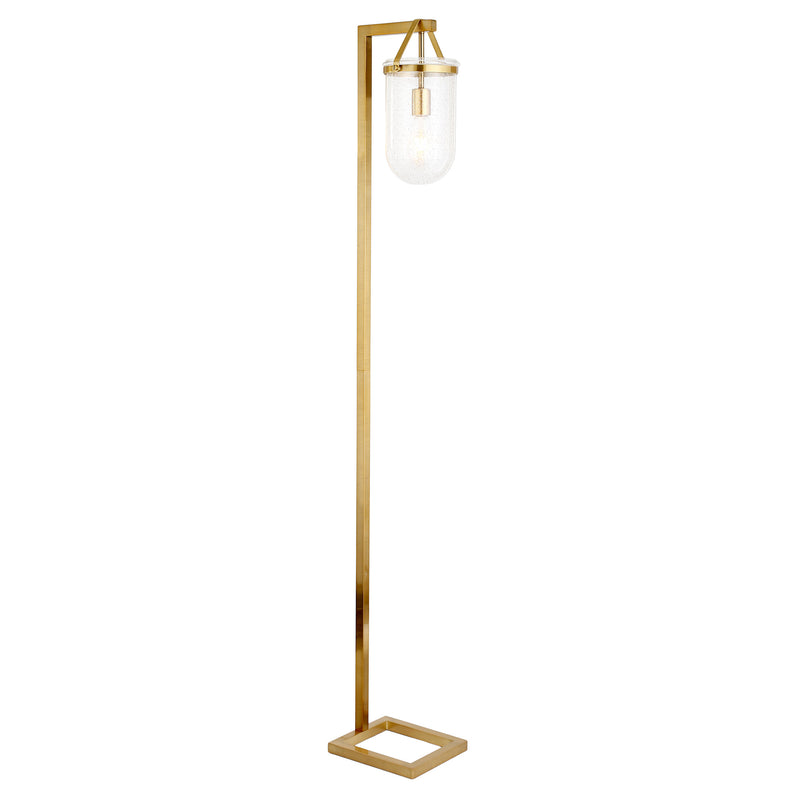 Home Outfitters 68" Brass Arched Floor Lamp With Clear Seeded Glass Dome Shade