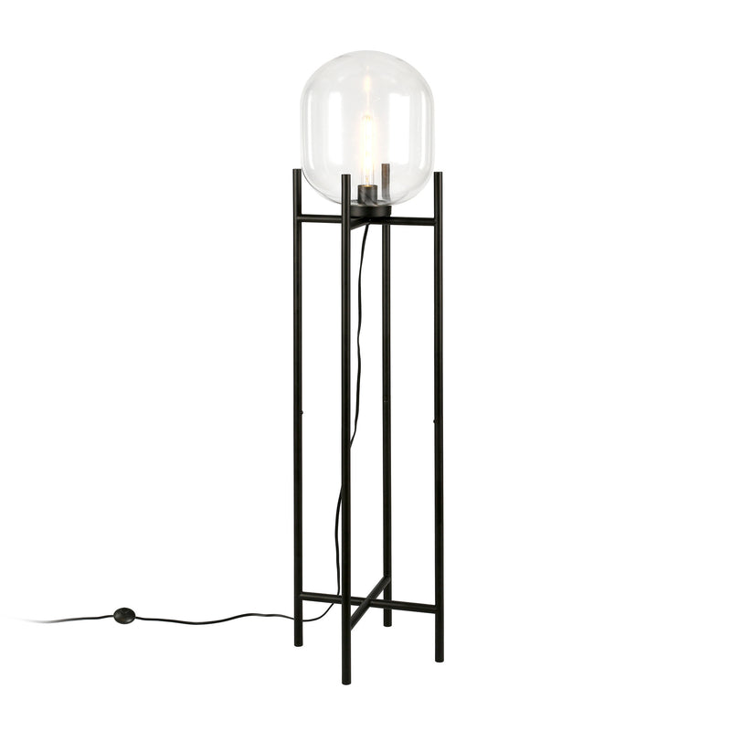 Home Outfitters 55" Black Novelty Floor Lamp With Clear Transparent Glass Globe Shade