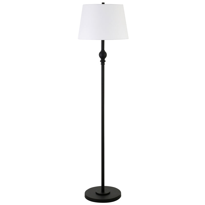 Home Outfitters 62" Black Traditional Shaped Floor Lamp With White Frosted Glass Drum Shade