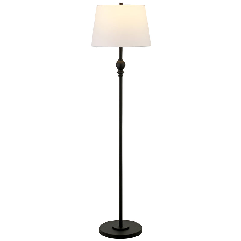 Home Outfitters 62" Black Traditional Shaped Floor Lamp With White Frosted Glass Drum Shade