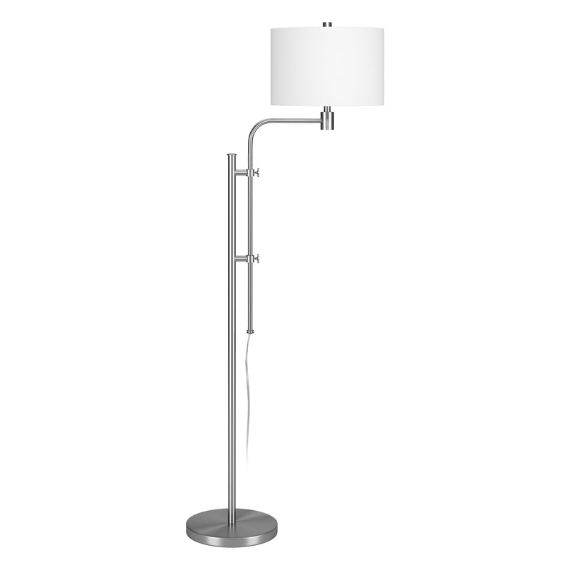 Home Outfitters 71" Nickel Adjustable Traditional Shaped Floor Lamp With White Frosted Glass Drum Shade