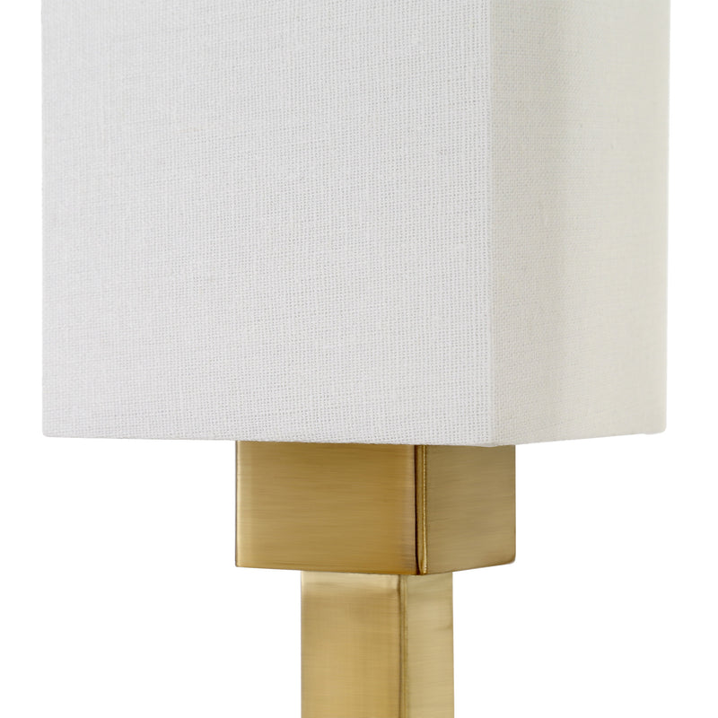 Home Outfitters 69" Brass Three Light Torchiere Floor Lamp With White Frosted Glass Rectangular Shade