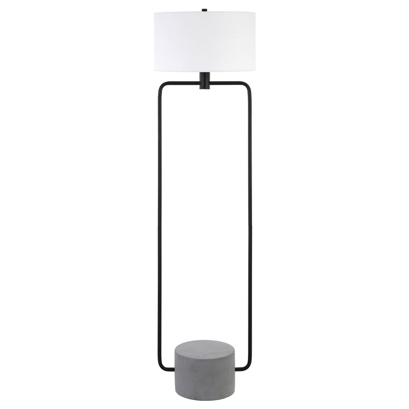 Home Outfitters 63" Black Column Floor Lamp With White Frosted Glass Drum Shade