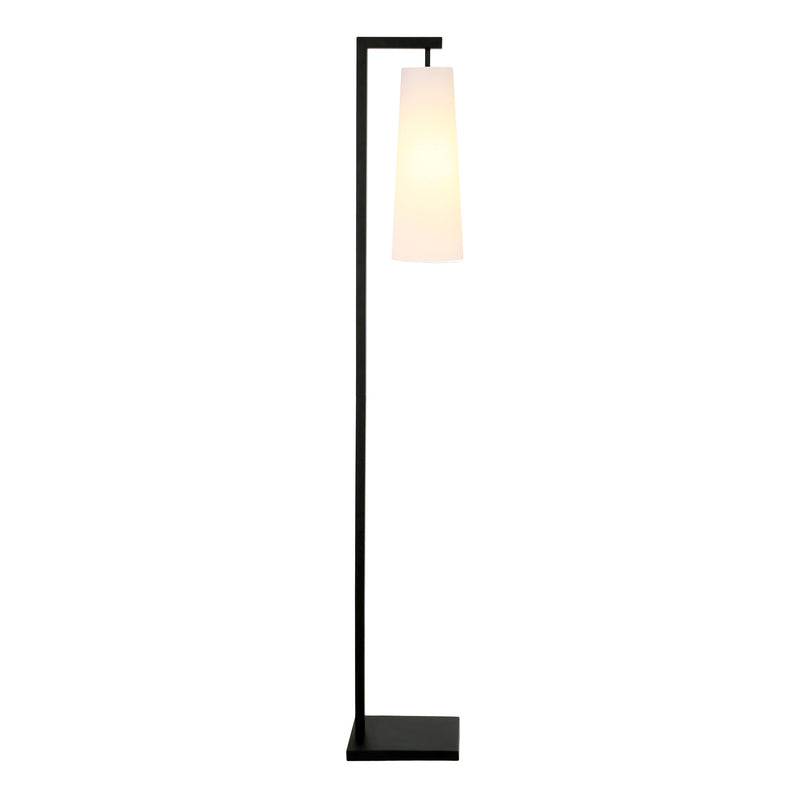 Home Outfitters 71" Black Reading Floor Lamp With White Frosted Glass Cone Shade