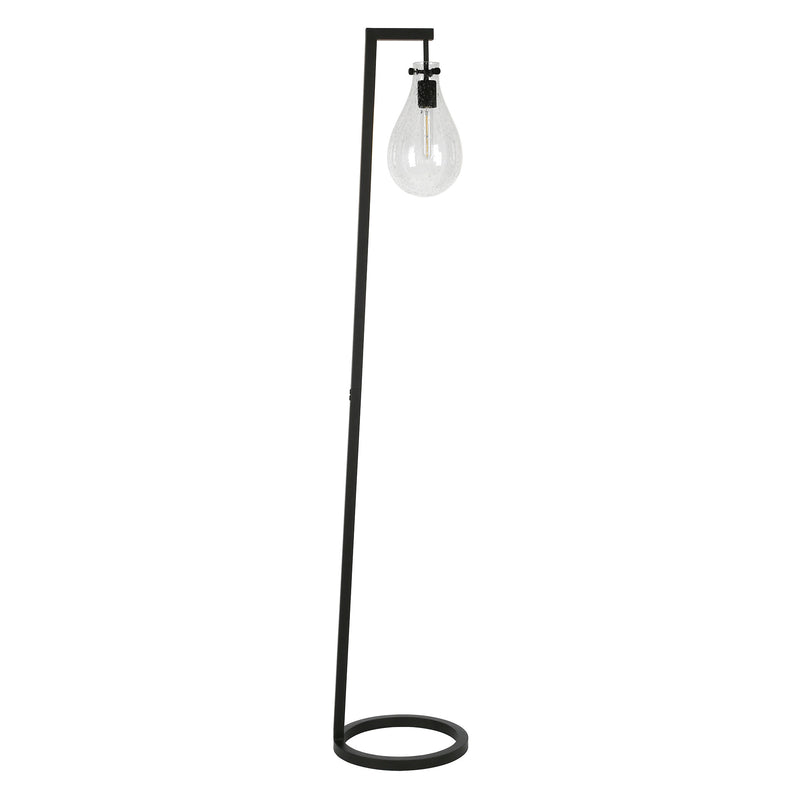 Home Outfitters 66" Black Reading Floor Lamp With Clear Seeded Glass Empire Shade