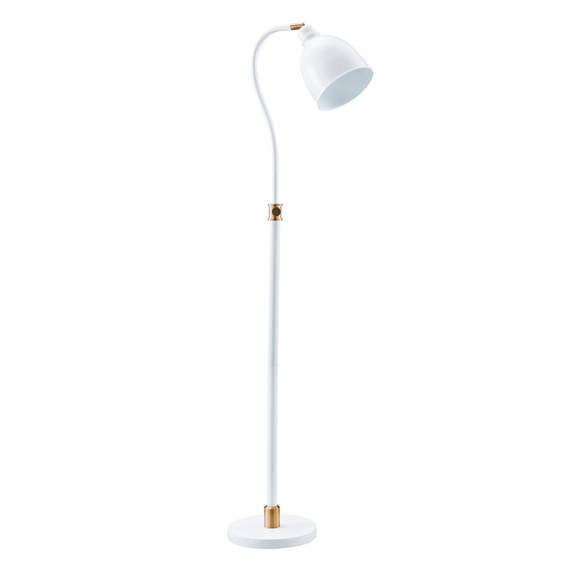 Home Outfitters 68" Brass Adjustable Reading Floor Lamp With White Frosted Glass Dome Shade