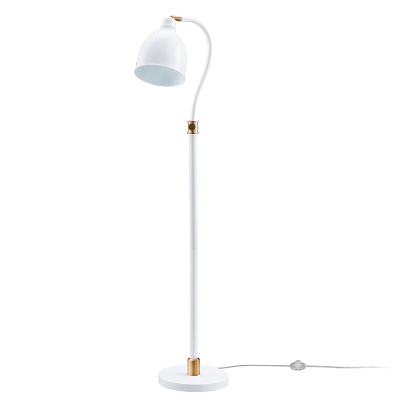 Home Outfitters 68" Brass Adjustable Reading Floor Lamp With White Frosted Glass Dome Shade