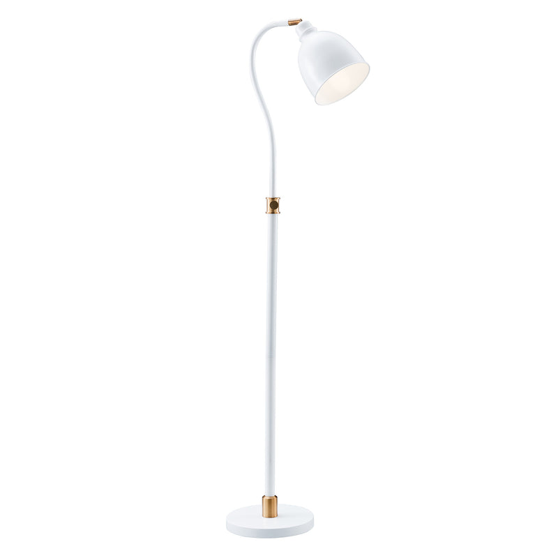 Home Outfitters 68" Brass Adjustable Reading Floor Lamp With White Frosted Glass Dome Shade