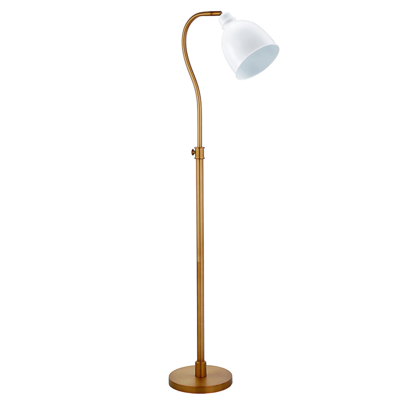 Home Outfitters 68" Brass Adjustable Reading Floor Lamp With White Frosted Glass Dome Shade