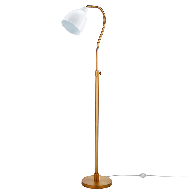 Home Outfitters 68" Brass Adjustable Reading Floor Lamp With White Frosted Glass Dome Shade