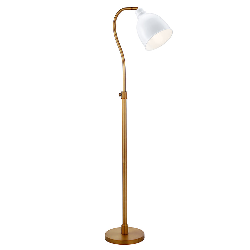 Home Outfitters 68" Brass Adjustable Reading Floor Lamp With White Frosted Glass Dome Shade