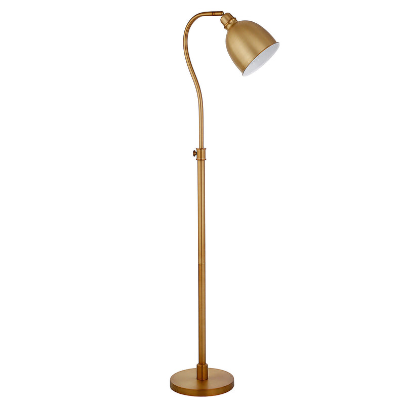 Home Outfitters 68" Brass Adjustable Reading Floor Lamp With Brass Dome Shade