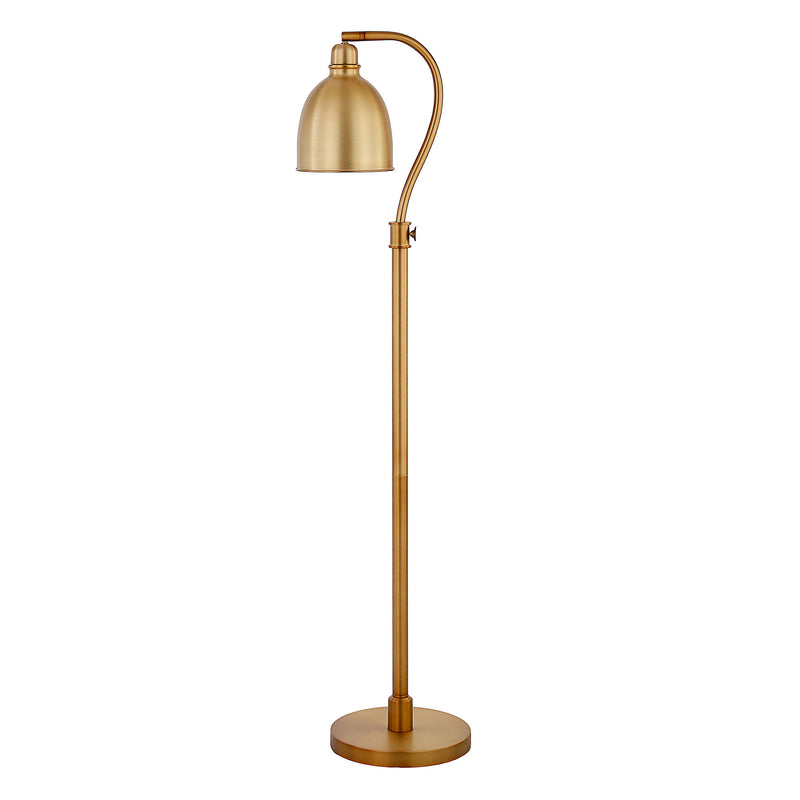 Home Outfitters 68" Brass Adjustable Reading Floor Lamp With Brass Dome Shade