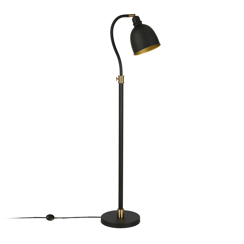 Home Outfitters 68" Black Adjustable Reading Floor Lamp With Black Dome Shade