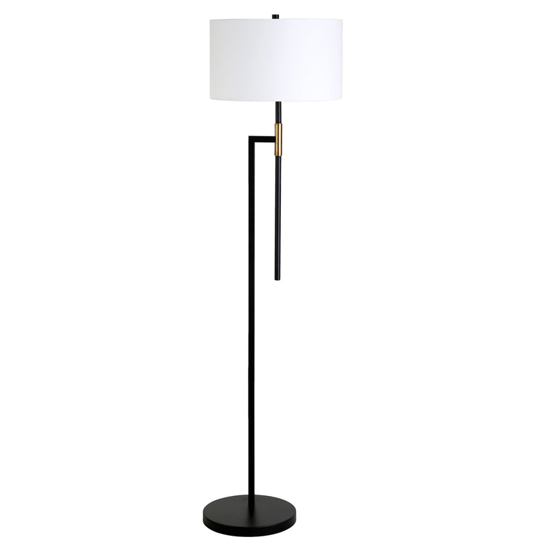 Home Outfitters 63" Black Traditional Shaped Floor Lamp With White Frosted Glass Drum Shade