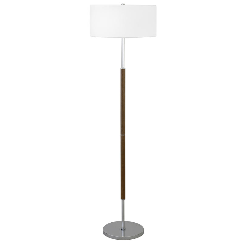 Home Outfitters 61" Nickel Two Light Floor Lamp With White Frosted Glass Drum Shade