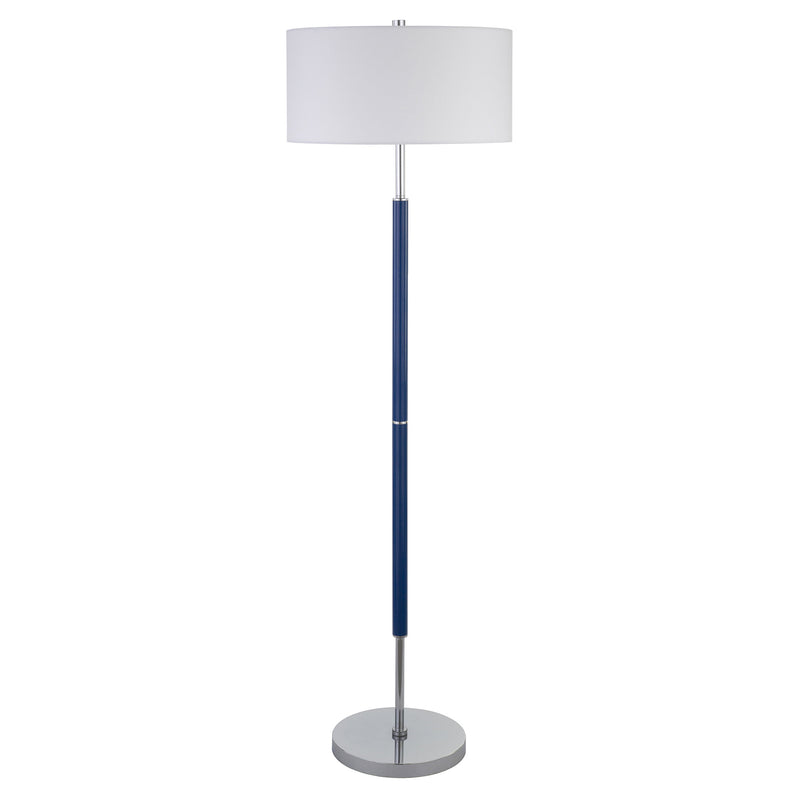 Home Outfitters 61" Blue Two Light Floor Lamp With White Frosted Glass Drum Shade