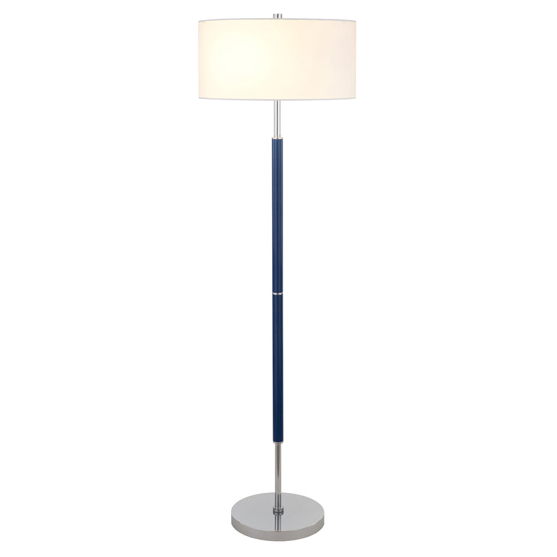 Home Outfitters 61" Blue Two Light Floor Lamp With White Frosted Glass Drum Shade