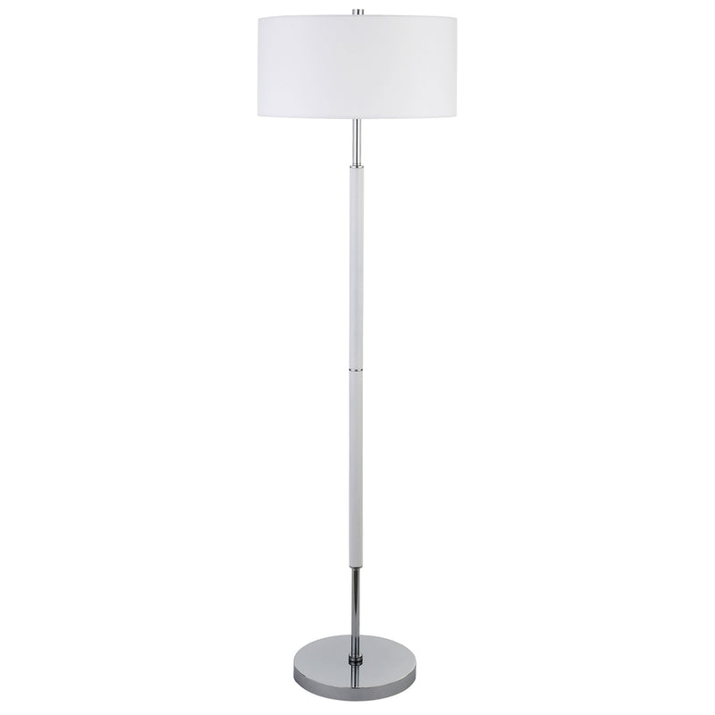 Home Outfitters 61" Nickel Two Light Floor Lamp With White Frosted Glass Drum Shade