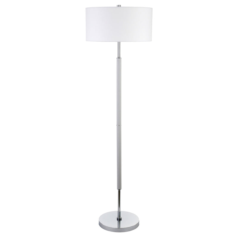 Home Outfitters 61" Nickel Two Light Floor Lamp With White Frosted Glass Drum Shade