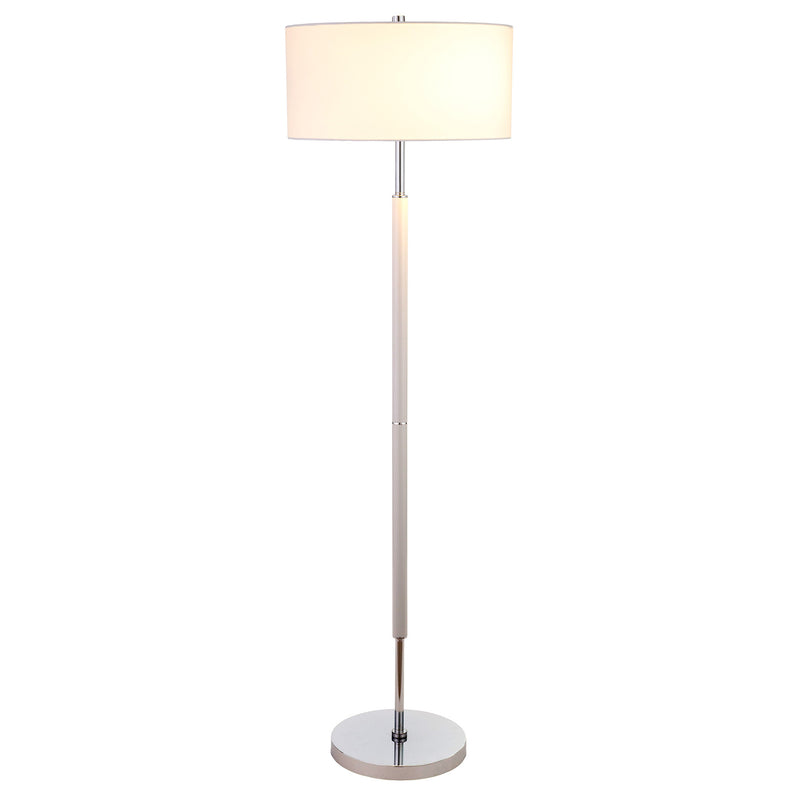 Home Outfitters 61" Nickel Two Light Floor Lamp With White Frosted Glass Drum Shade