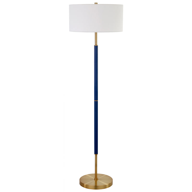 Home Outfitters 61" Brass Two Light Floor Lamp With White Frosted Glass Drum Shade