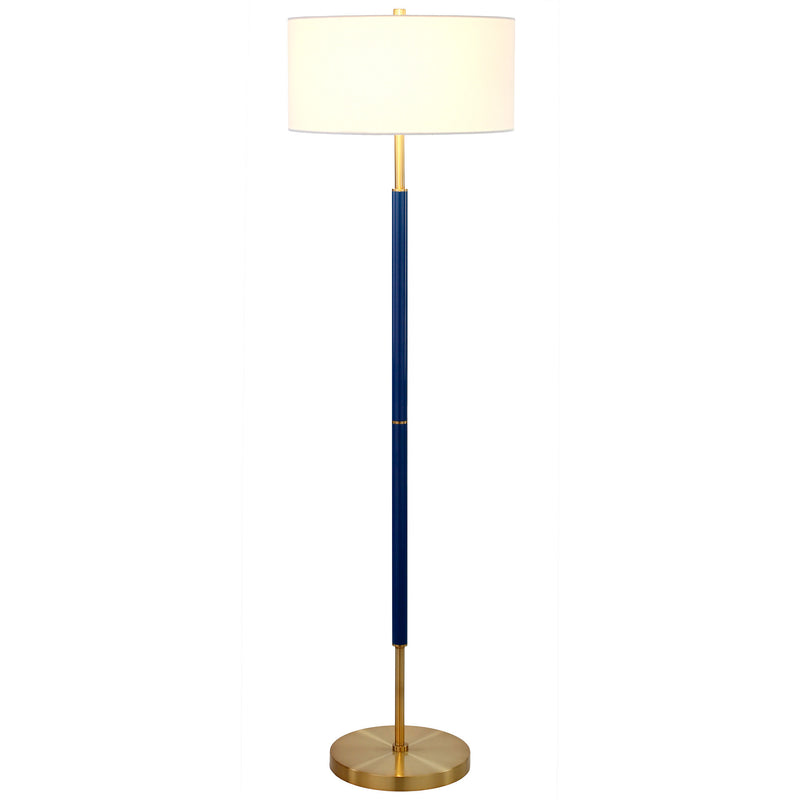 Home Outfitters 61" Brass Two Light Floor Lamp With White Frosted Glass Drum Shade