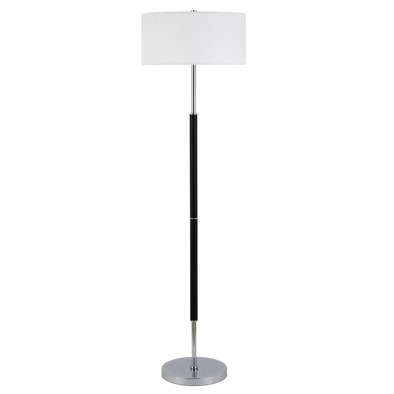 Home Outfitters 61" Black Two Light Floor Lamp With White Frosted Glass Drum Shade