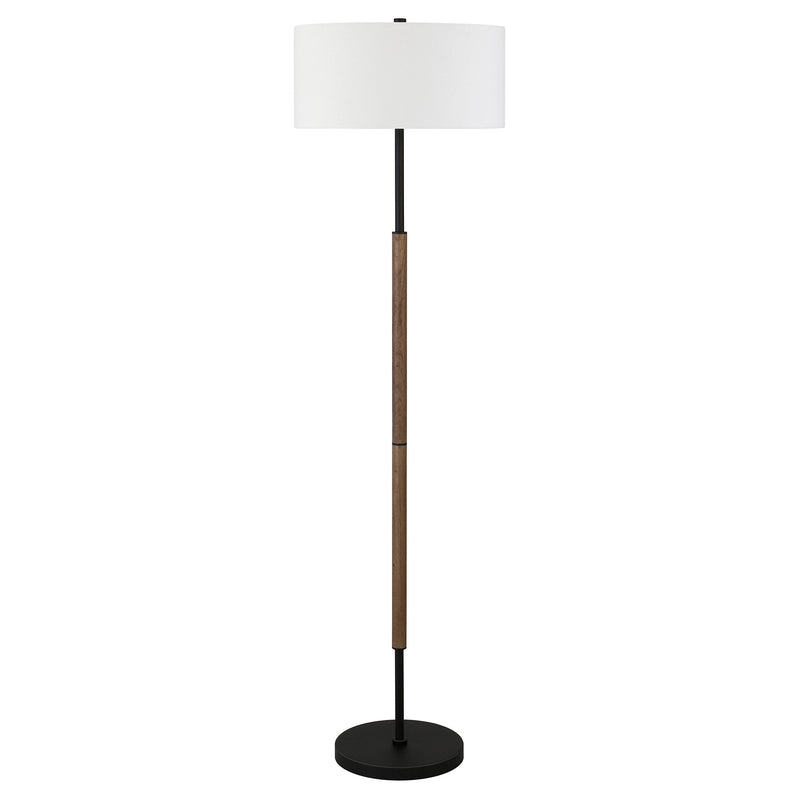 Home Outfitters 61" Black Two Light Floor Lamp With White Frosted Glass Drum Shade