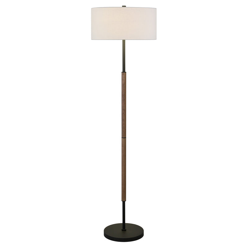 Home Outfitters 61" Black Two Light Floor Lamp With White Frosted Glass Drum Shade