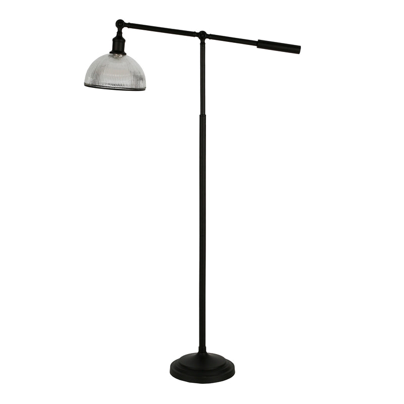 Home Outfitters 58" Black Swing Arm Floor Lamp With Clear Transparent Glass Dome Shade