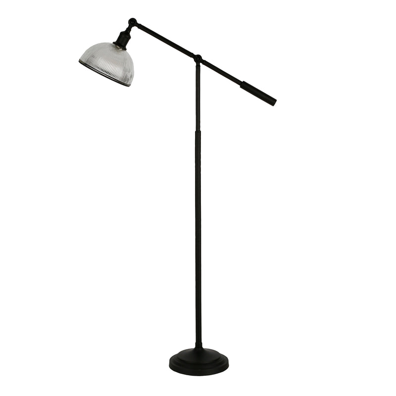 Home Outfitters 58" Black Swing Arm Floor Lamp With Clear Transparent Glass Dome Shade