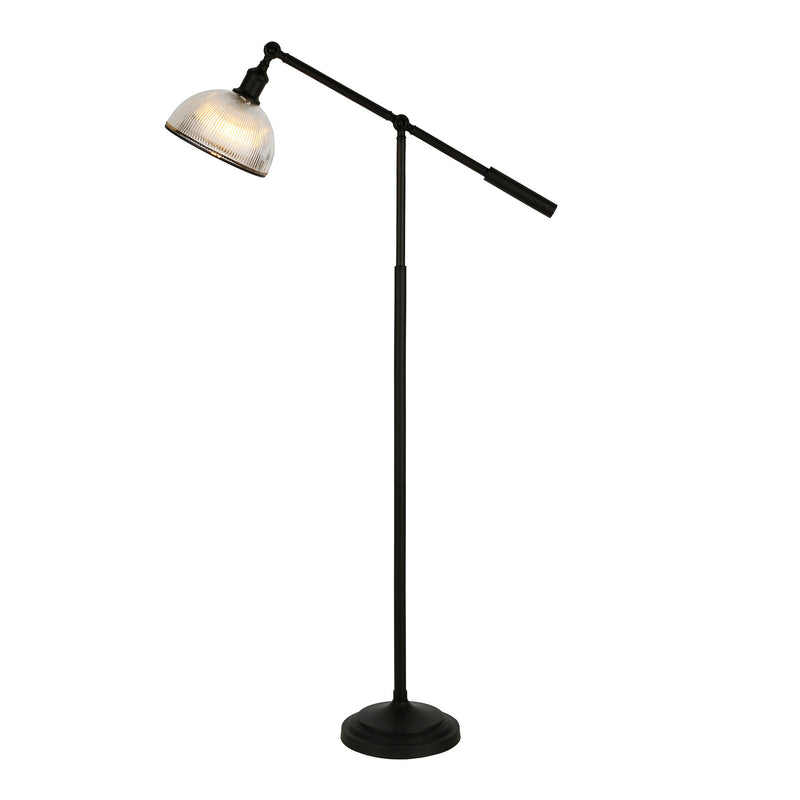 Home Outfitters 58" Black Swing Arm Floor Lamp With Clear Transparent Glass Dome Shade