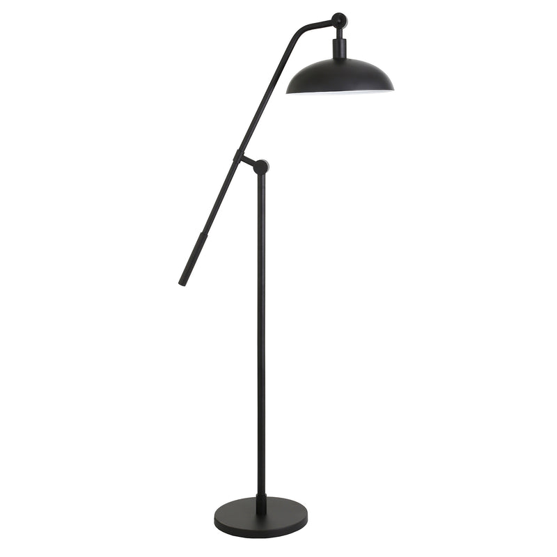 Home Outfitters 62" Black Reading Floor Lamp With Black Dome Shade