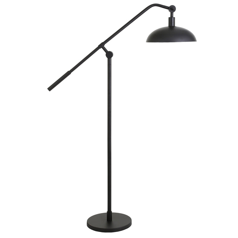 Home Outfitters 62" Black Reading Floor Lamp With Black Dome Shade