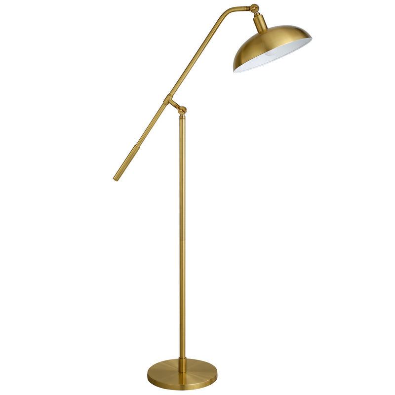 Home Outfitters 62" Brass Reading Floor Lamp With Brass Dome Shade