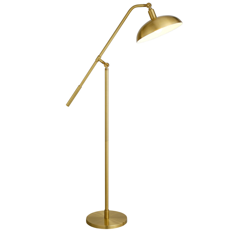 Home Outfitters 62" Brass Reading Floor Lamp With Brass Dome Shade