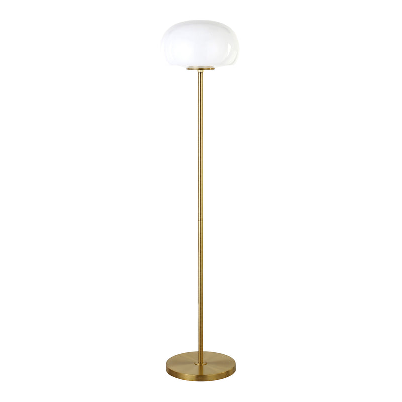 Home Outfitters 62" Brass Novelty Floor Lamp With White Frosted Glass Globe Shade