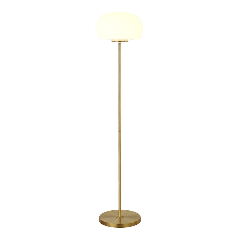 Home Outfitters 62" Brass Novelty Floor Lamp With White Frosted Glass Globe Shade