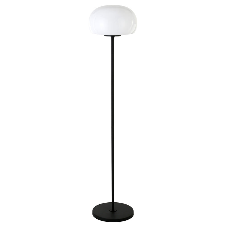 Home Outfitters 62" Black Novelty Floor Lamp With White Frosted Glass Globe Shade