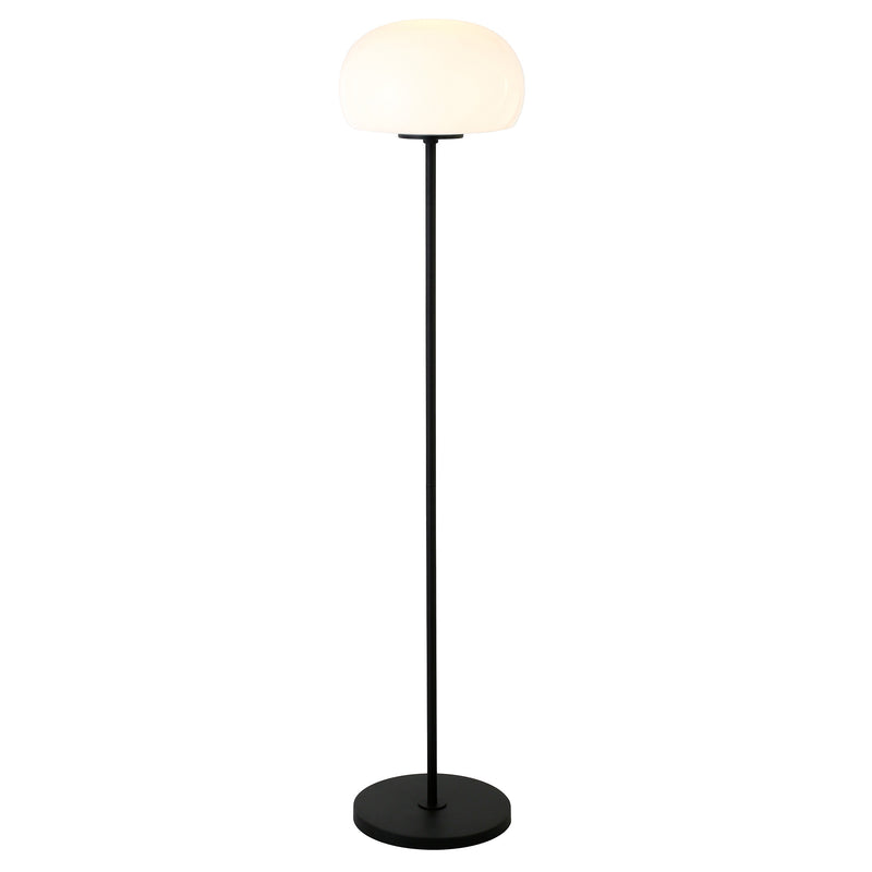 Home Outfitters 62" Black Novelty Floor Lamp With White Frosted Glass Globe Shade