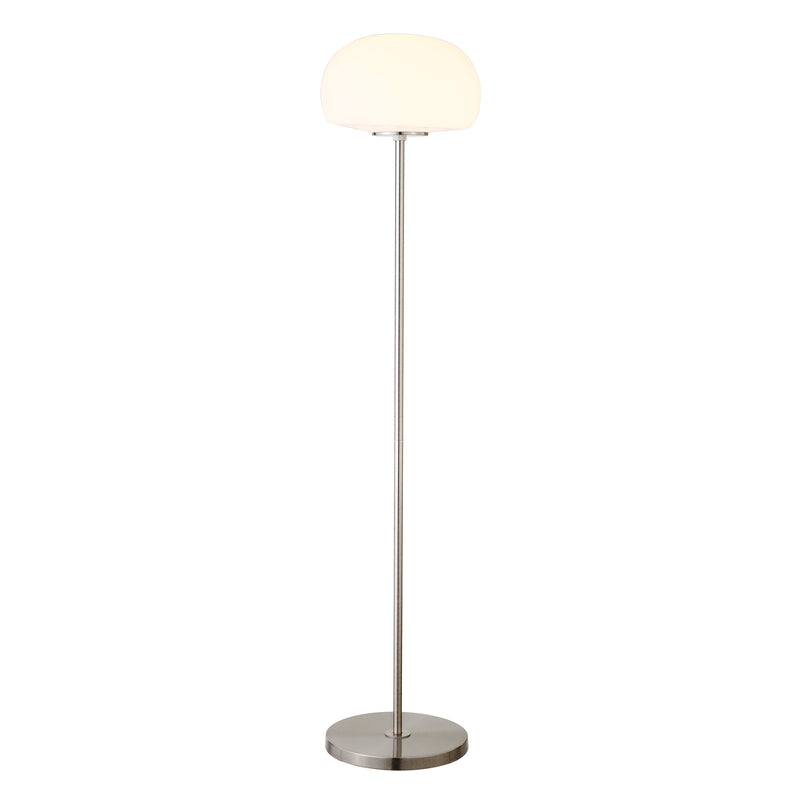 Home Outfitters 62" Nickel Novelty Floor Lamp With White Frosted Glass Globe Shade