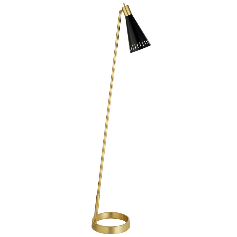 Home Outfitters 62" Black Reading Floor Lamp With Black Cone Shade