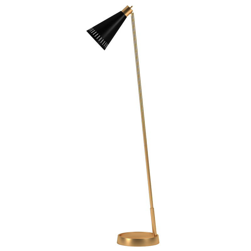 Home Outfitters 62" Black Reading Floor Lamp With Black Cone Shade